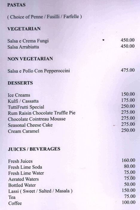 Hotel Shree Panchratna menu