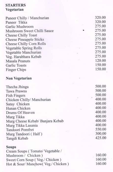 Hotel Shree Panchratna menu