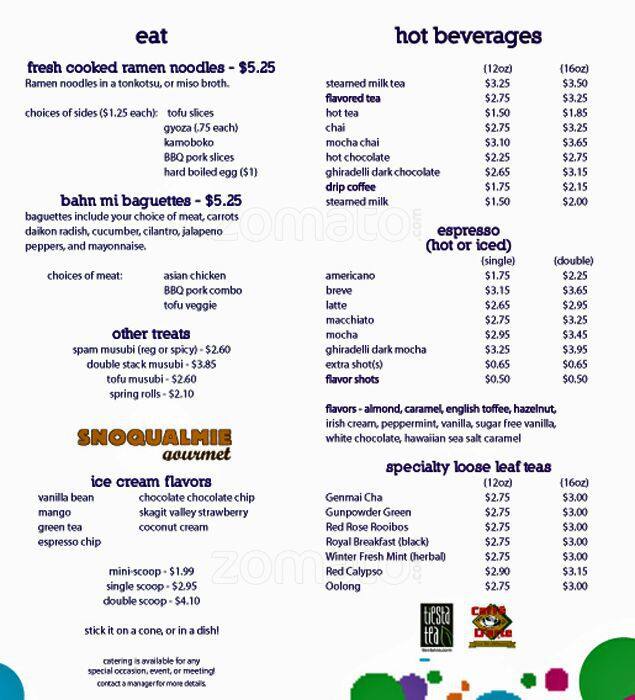 Bobachine Bubble Tea Menu, Menu for Bobachine Bubble Tea, Downtown