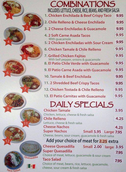 El Patio Mexican Food Menu Menu For El Patio Mexican Food Santa