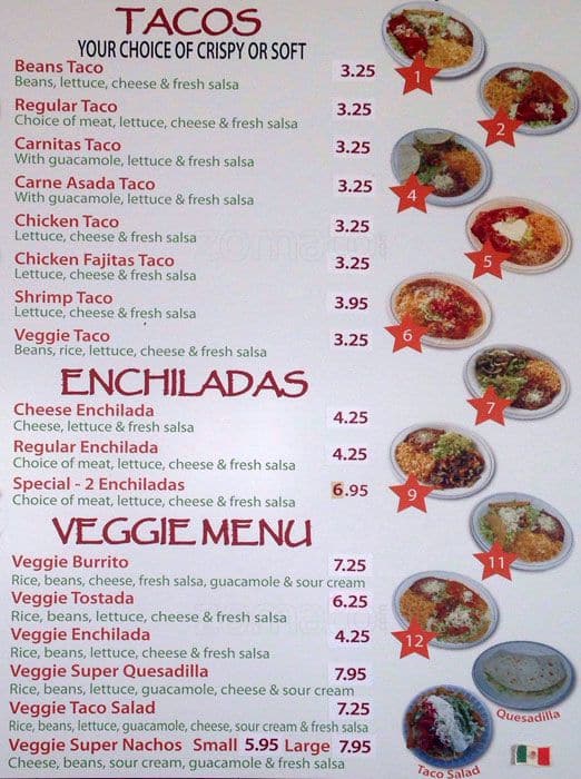 Menu at El Patio Mexican Food restaurant, Santa Rosa, 901 4th St