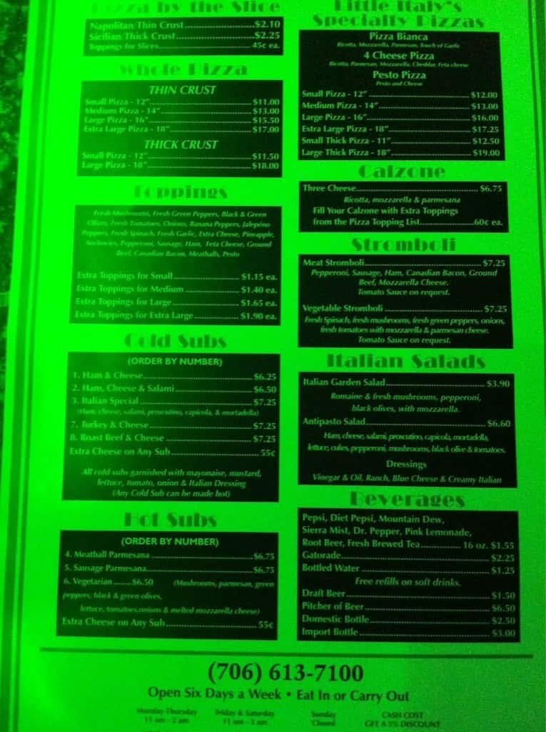 Little Italy Pizzeria Menu, Menu for Little Italy Pizzeria, Athens