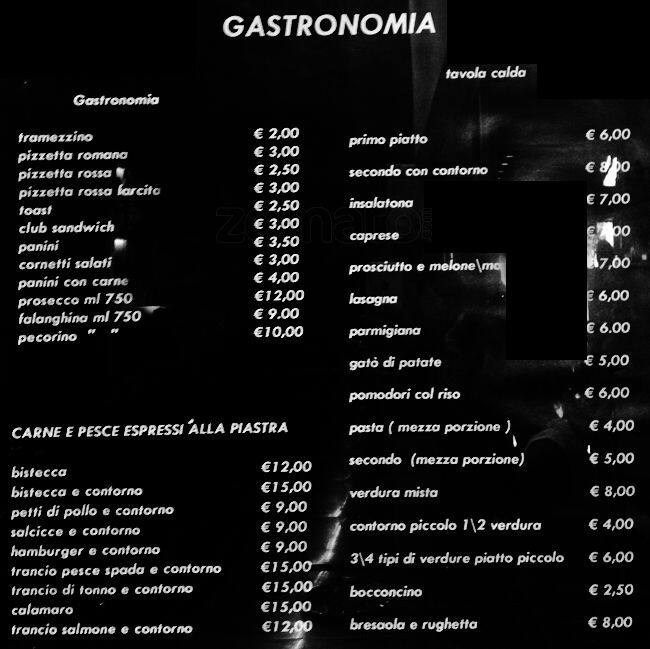 Menu di Caffé Four Roses di Sanseverino Alfonso 