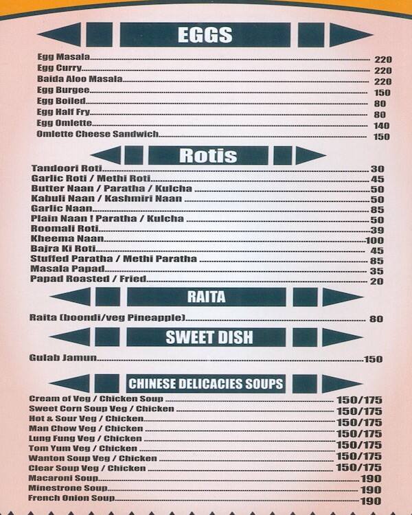 Menu at On The Platter, Mumbai