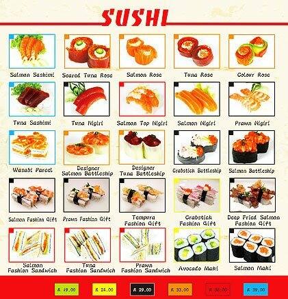 Menu at Tataki, Pretoria, Watermeyer Shopping Centre
