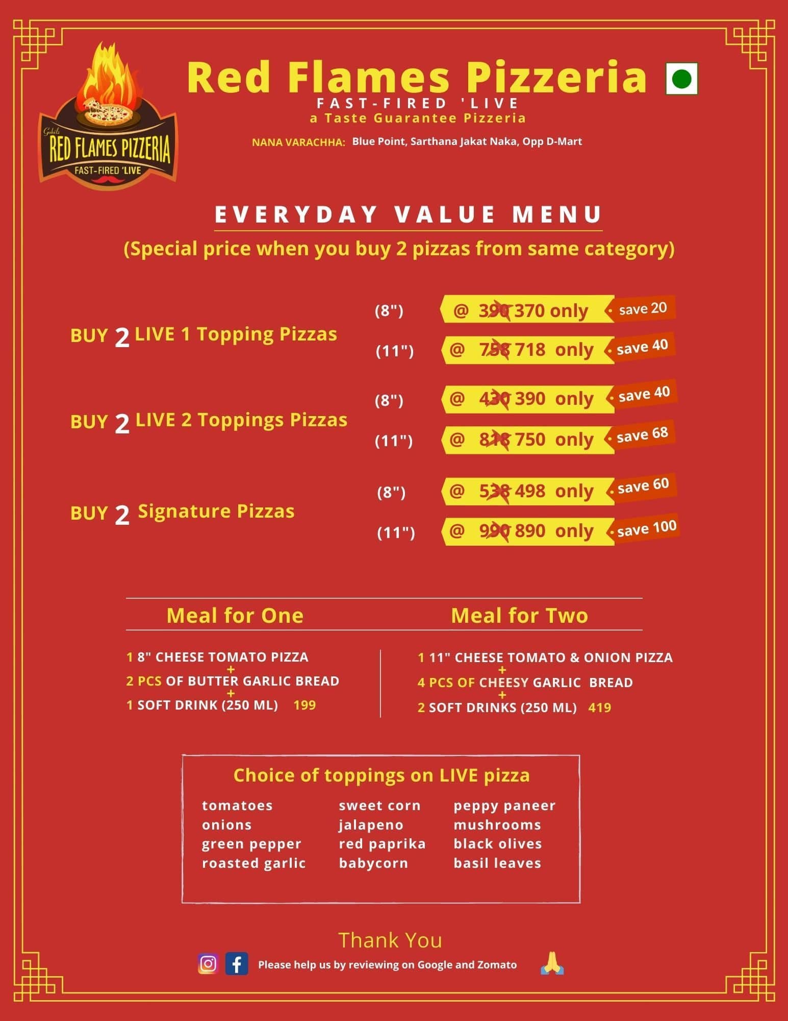 Menu at Red Flames Pizzeria, Surat