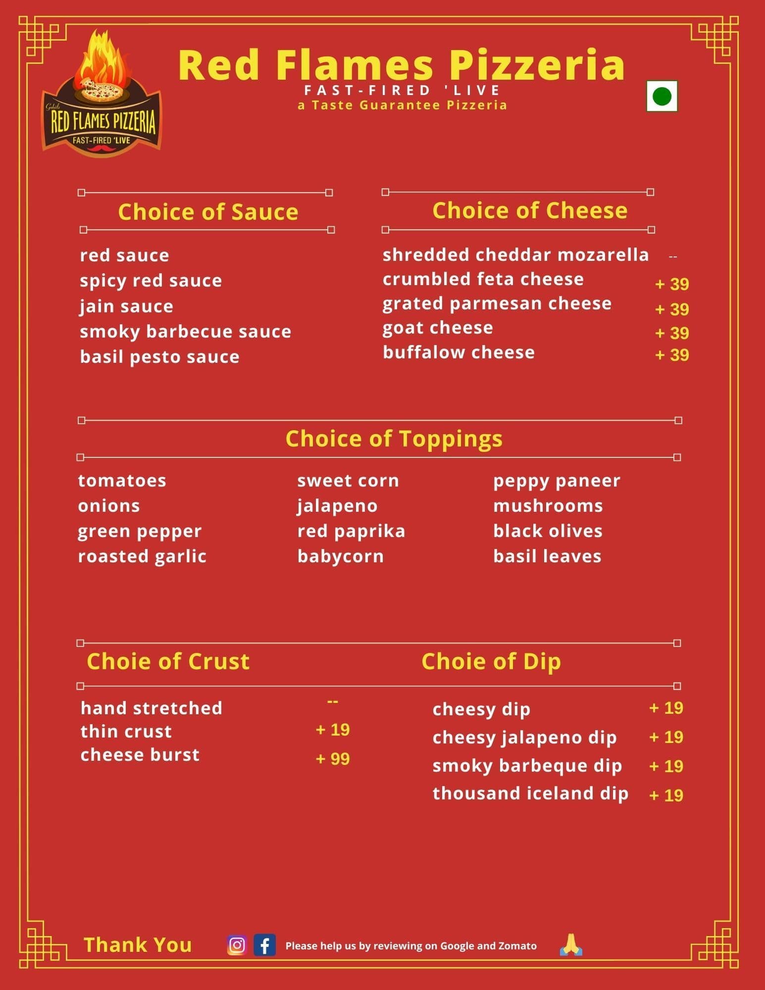 Menu at Red Flames Pizzeria, Surat