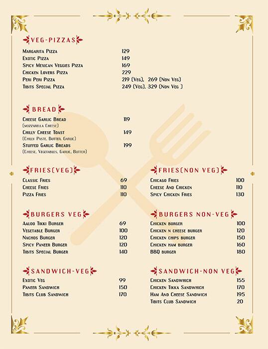Tibits Restaurant menu