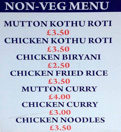 Quality Fast Food menu