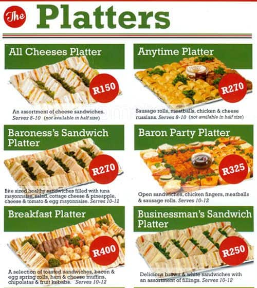 Sandwich Baron Menu, Menu for Sandwich Baron, Sunninghill, Sandton Zomato SA