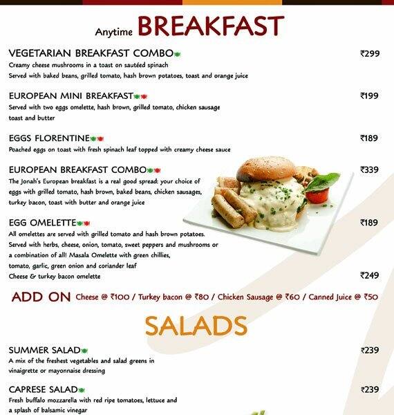 Jonah's Bistro Menu, Menu de Jonah's Bistro, Anna Nagar East, Chennai