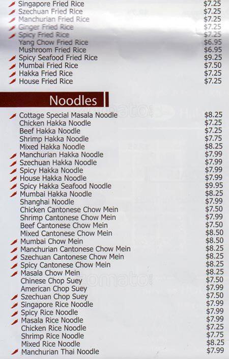 China Cottage Menu Menu For China Cottage Scarborough Toronto