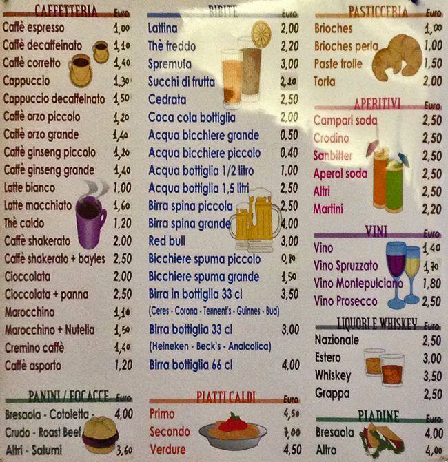 Menu di Bar Pino 