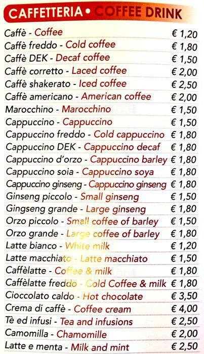 Menu di Opencafe' 