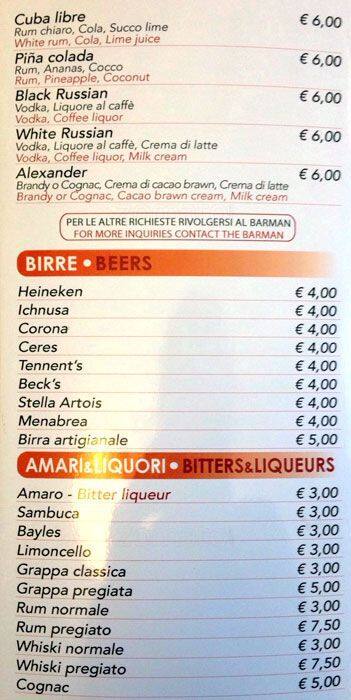 Menu di Opencafe' 