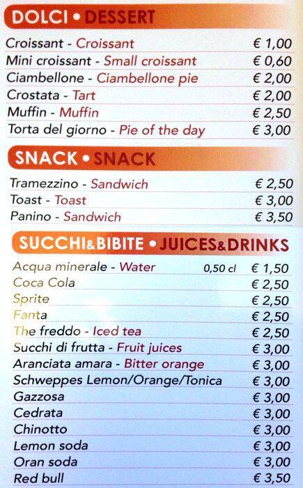 Menu di Opencafe' 