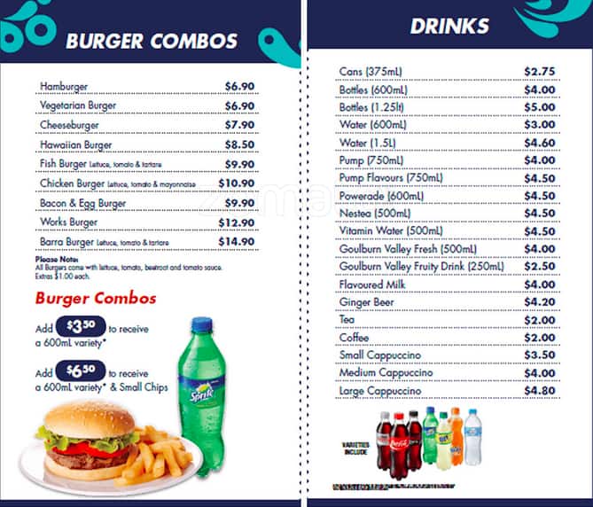 Menu at Charis Seafood restaurant, Labrador, 371 Marine Parade