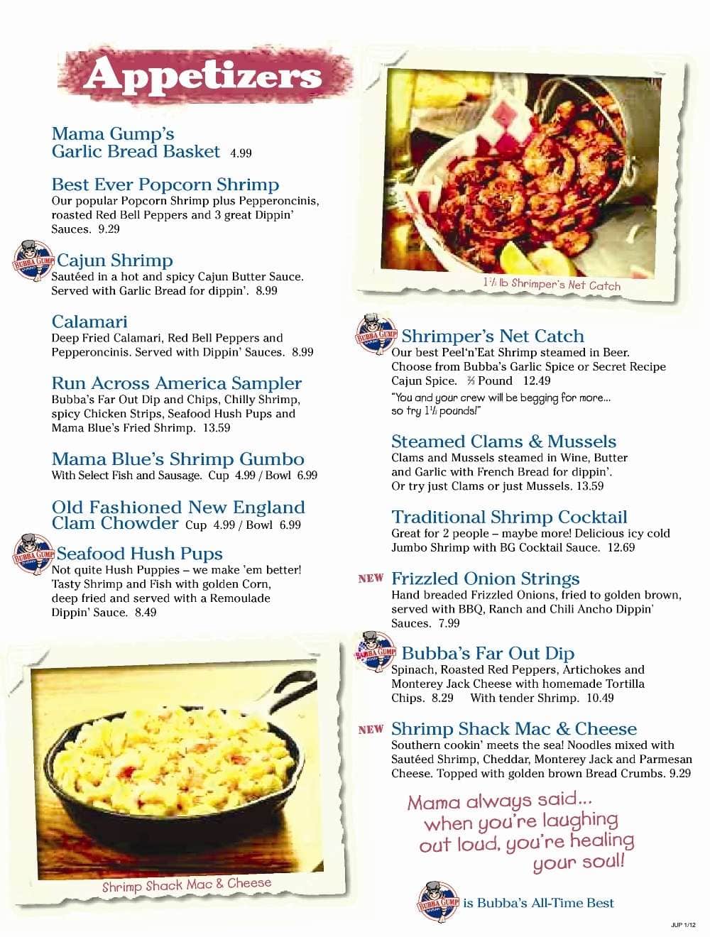 Bubba Gump Menu Malaysia CampbelltaroMarsh