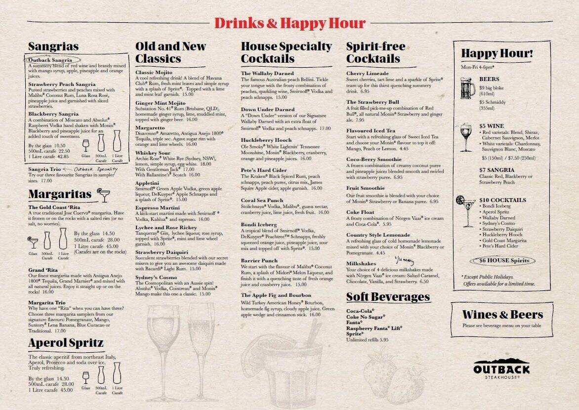 Outback Takeout Menu