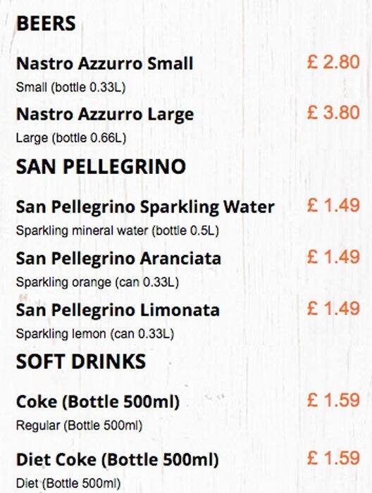 Firezza Pizza - Islington menu