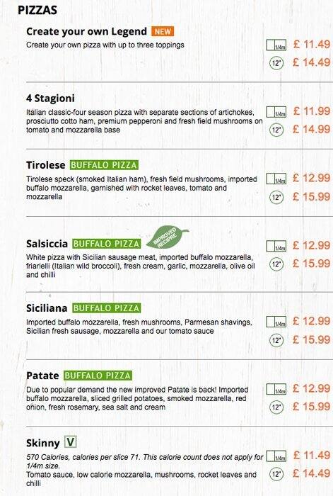 Firezza Pizza - Islington menu