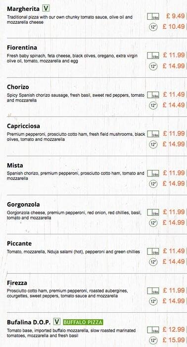 Firezza Pizza - Islington menu