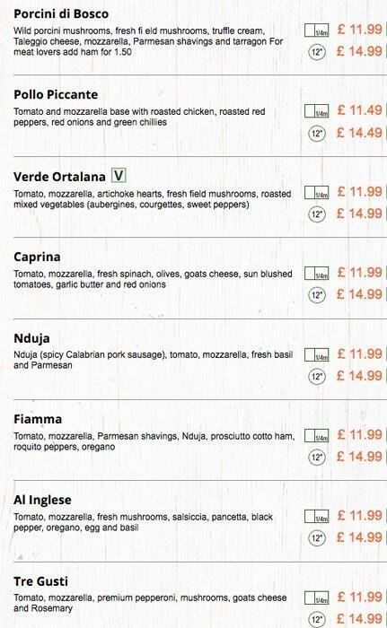 Firezza Pizza - Islington menu
