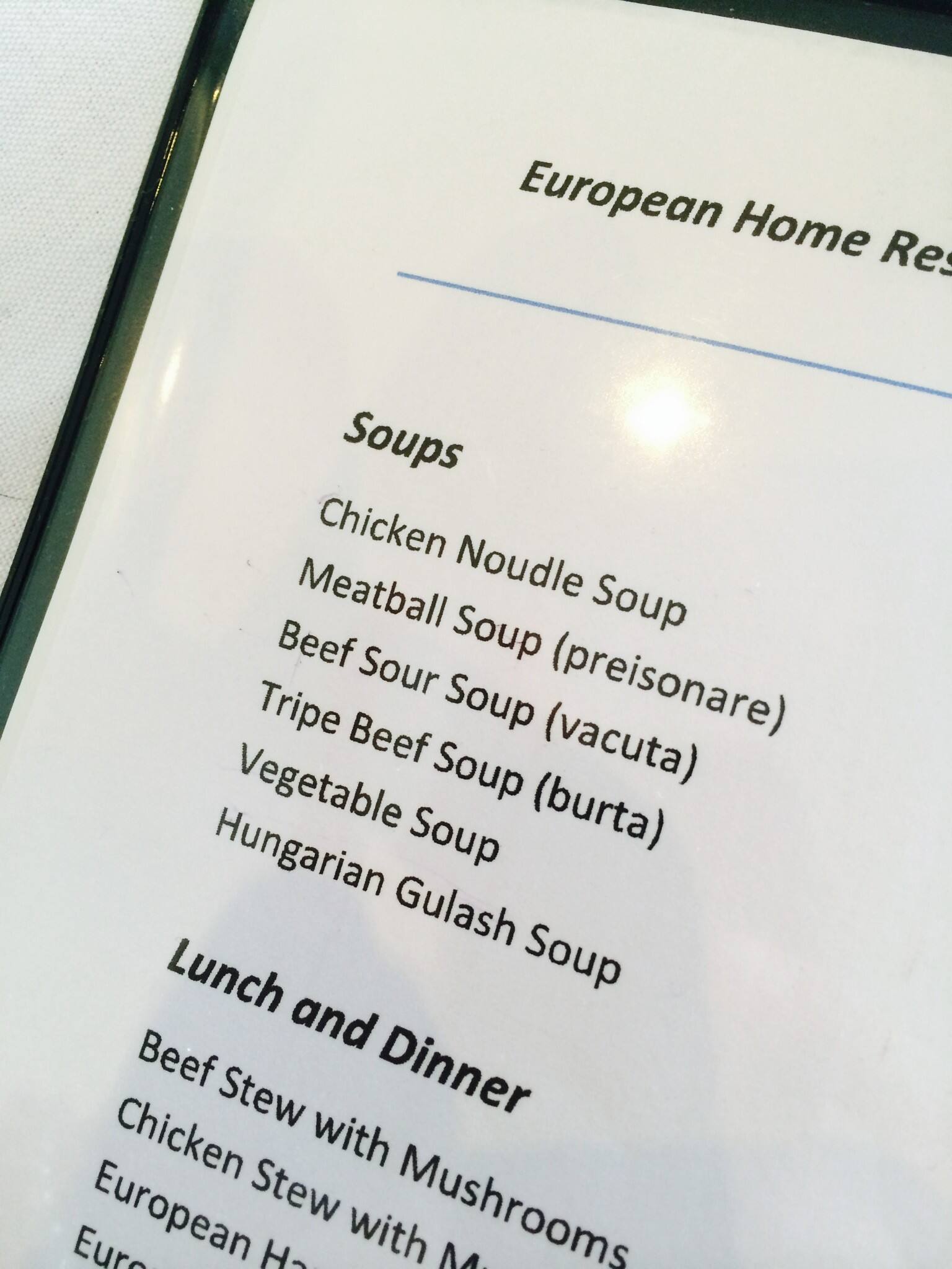 Sabina's European Menu, Menu for Sabina's European, Hollywood, Los