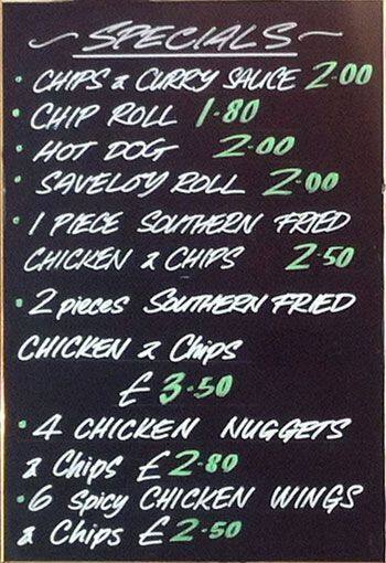 Beluga Fish & Chips menu