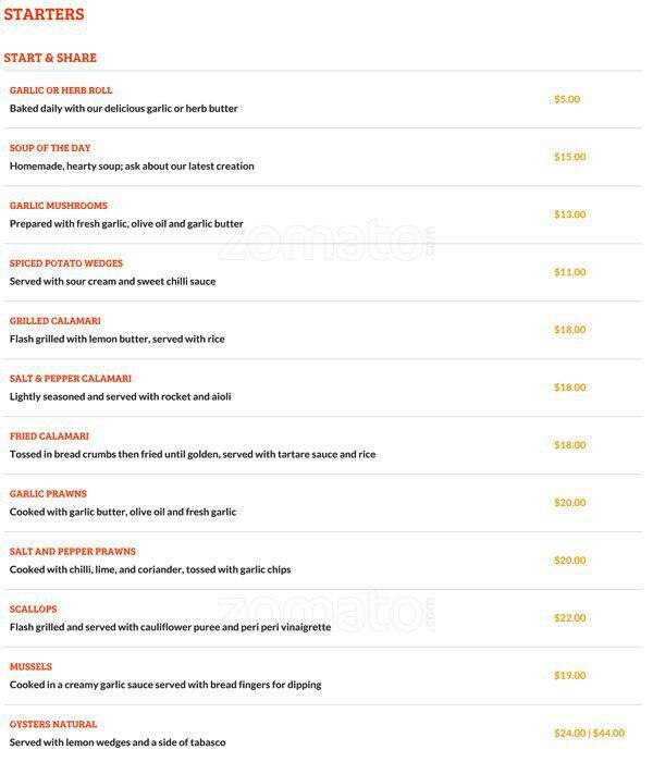 Hurricanes Grill Hillarys Boat Harbour Menu Urbanspoon/Zomato