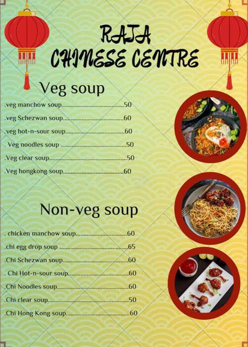 Menu of Raja Chinese Center, Chembur, Mumbai