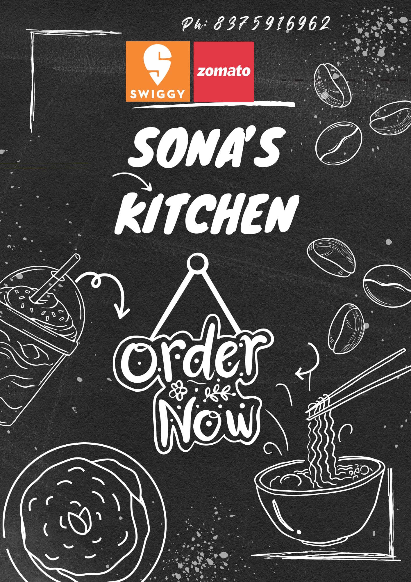 out sona様 kitchen サインボード❁ Menu of Sona's Kitchen, Rohini, New Delhi