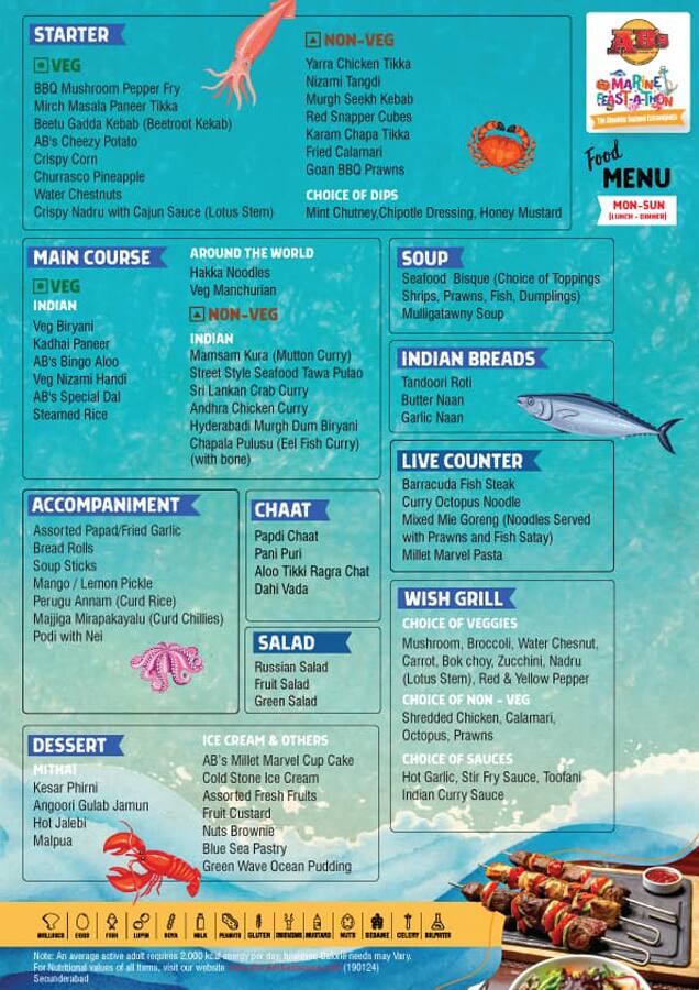 Menu of AB's - Absolute Barbecues, Gachibowli, Hyderabad
