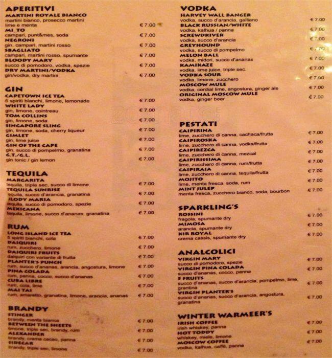 Menu di Cape Town 