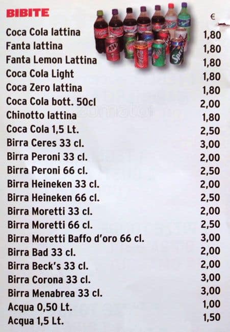 Menu di Lo Sfizio 