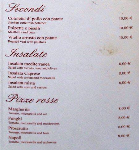Menu di Caffetteria Merulana 