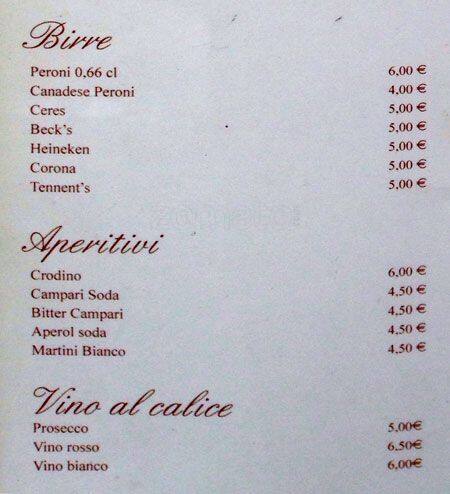 Menu di Caffetteria Merulana 