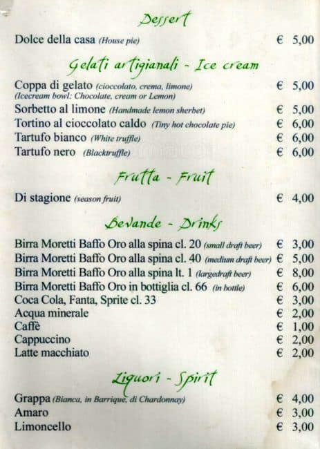 Menu di Ristorante & Pizzeria La Scaletta 