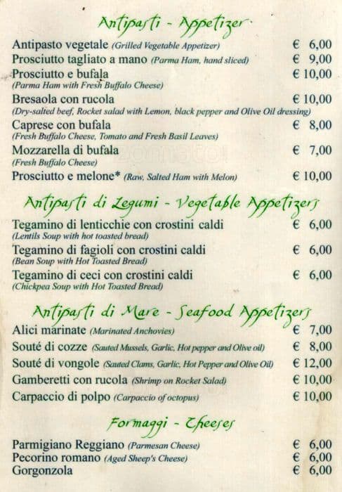 Menu di Ristorante & Pizzeria La Scaletta 