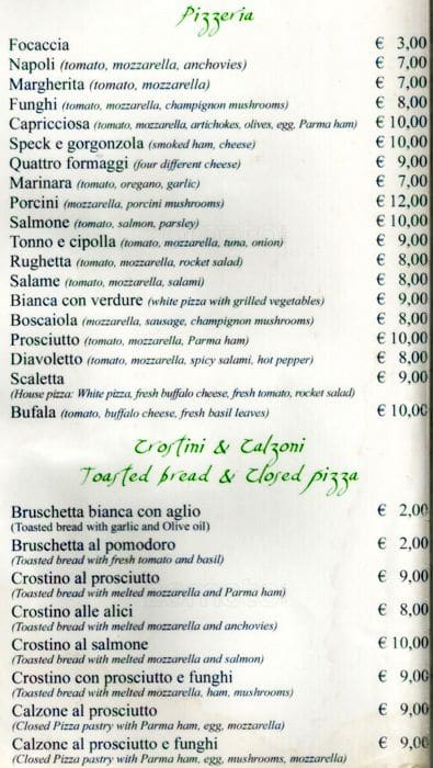 Menu di Ristorante & Pizzeria La Scaletta 