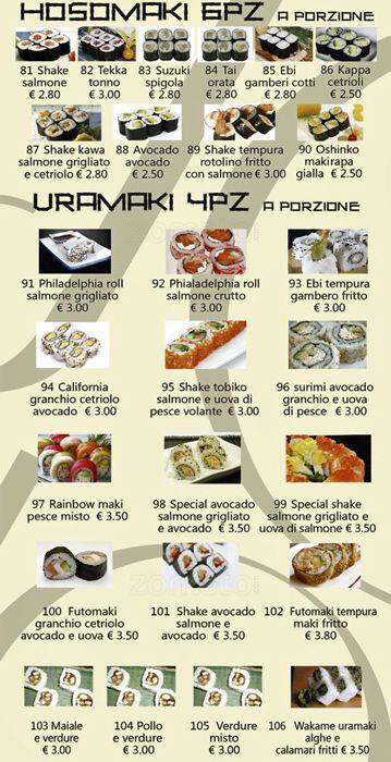 Menu de Sushi Jo