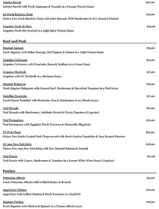 Menu at Basil Leaf Cafe, Chicago