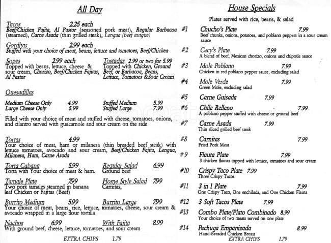 Carta de Chucho's