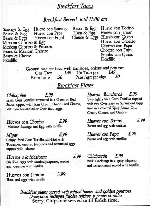 Carta de Chucho's