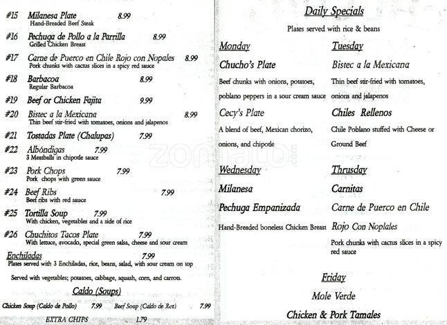 Carta de Chucho's