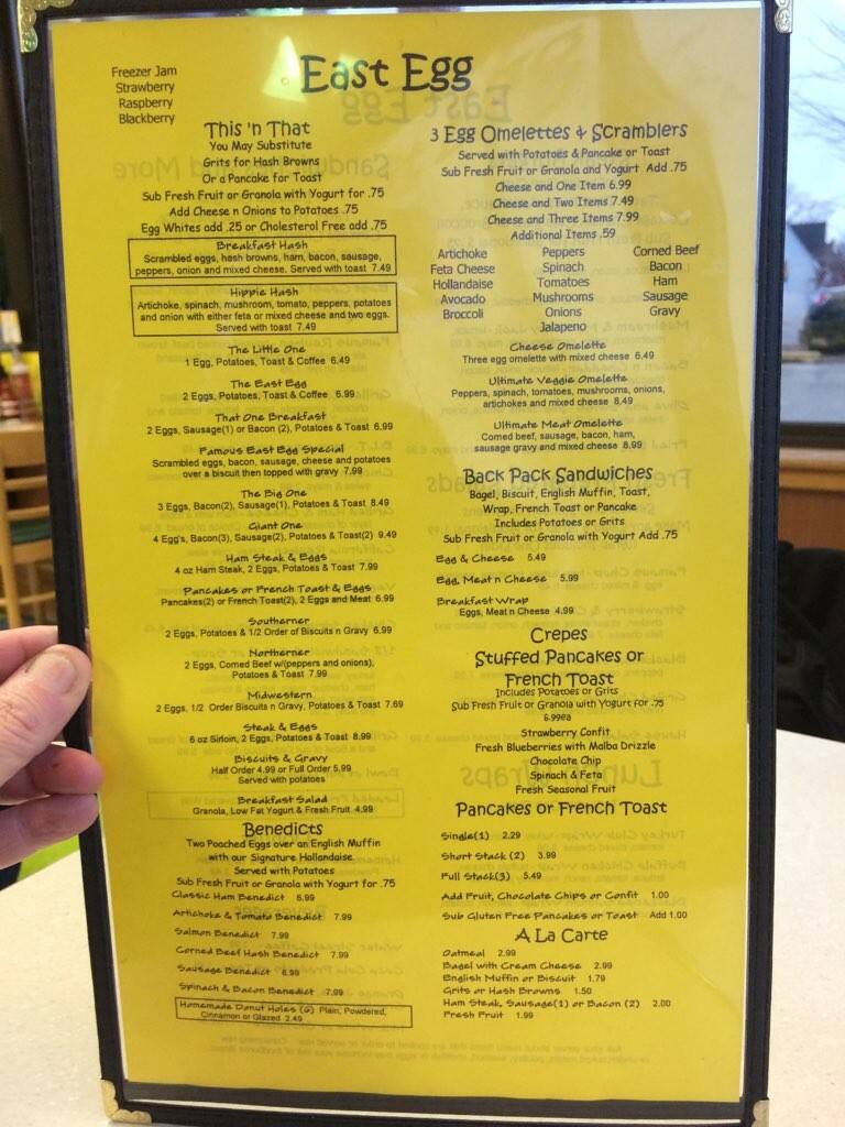 East Egg Menu, Menu for East Egg, Kalamazoo, Kalamazoo Urbanspoon/Zomato