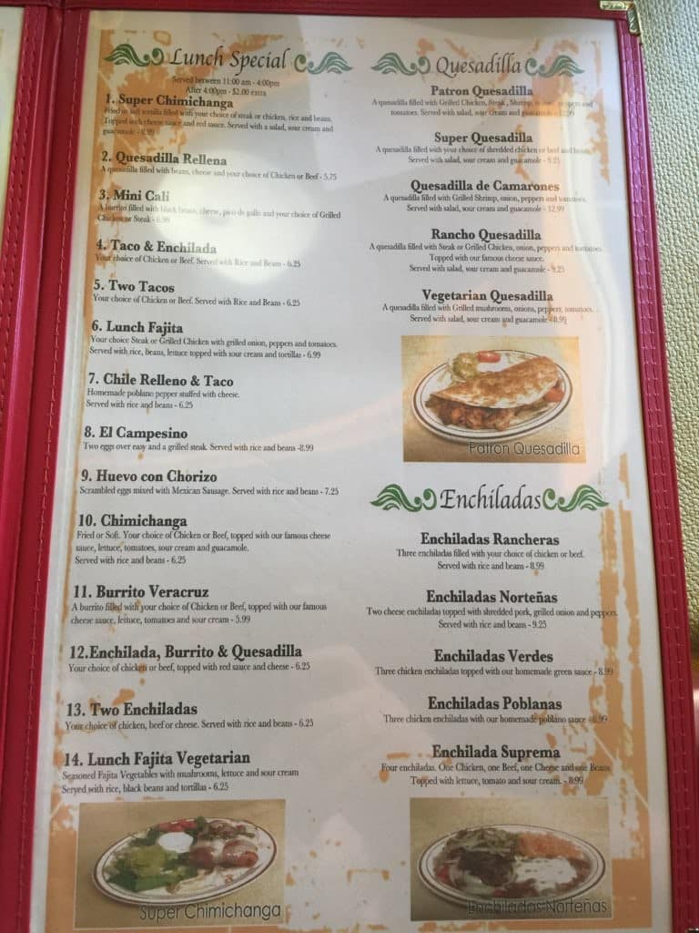 Menu at El Patron restaurant, Leavells, Patriot Hwy