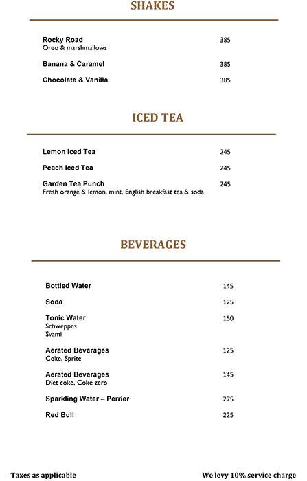 Indigo Delicatessen menu