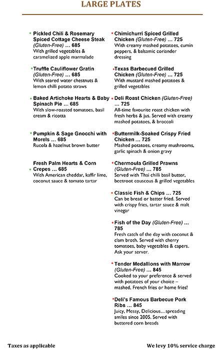Indigo Delicatessen menu
