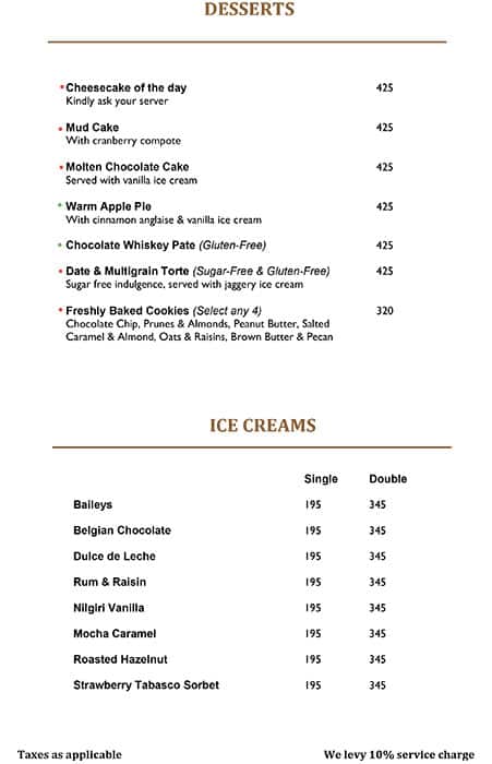 Indigo Delicatessen menu
